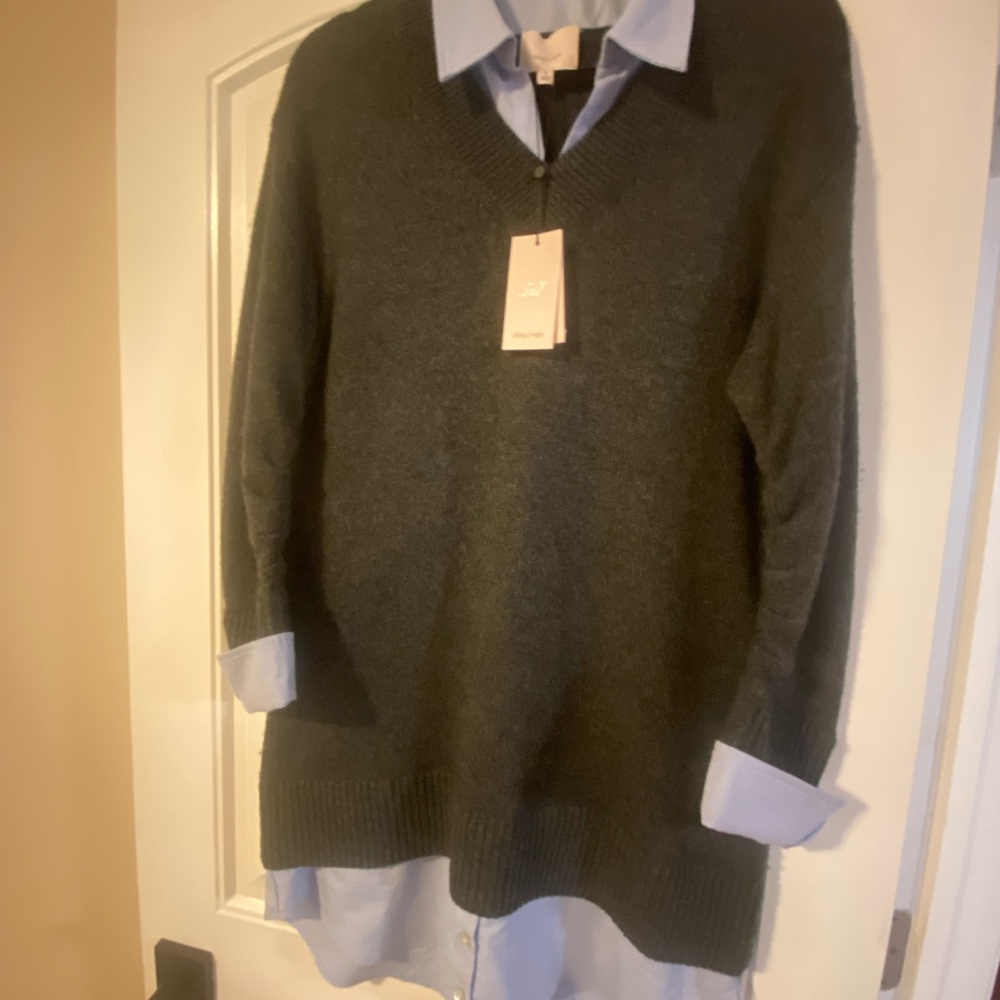 Cinq a Sept Dark Gray Long Sleeve Sweater Dress
